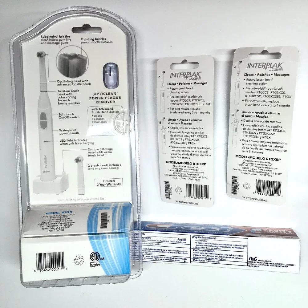New Interplak Electric ToothBrush Set OptiClean Cordless Rechargeable Power RTGX - Picture 2 of 3